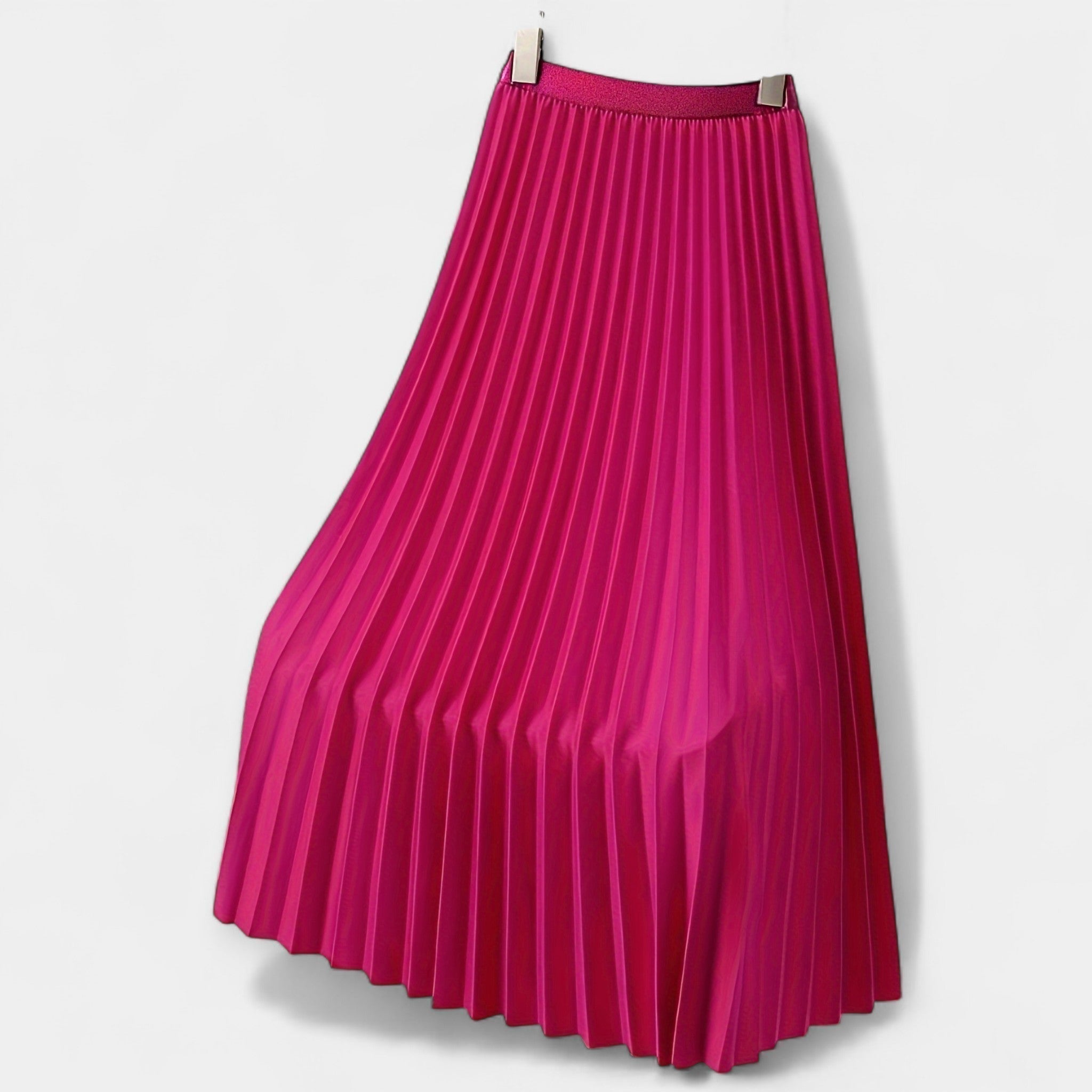 Long Satin Pleated Skirt