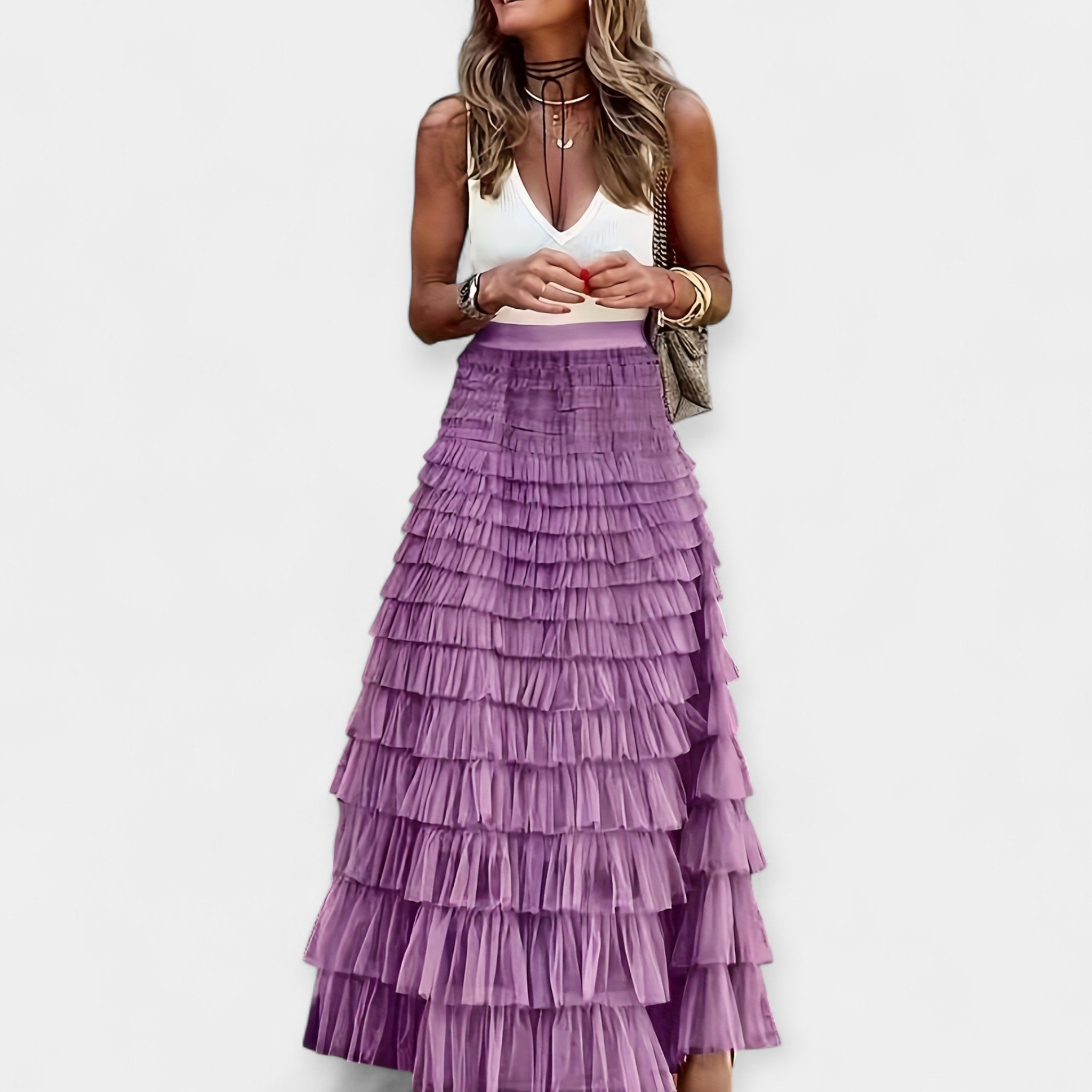 Boho Skirt with Mesh Hem