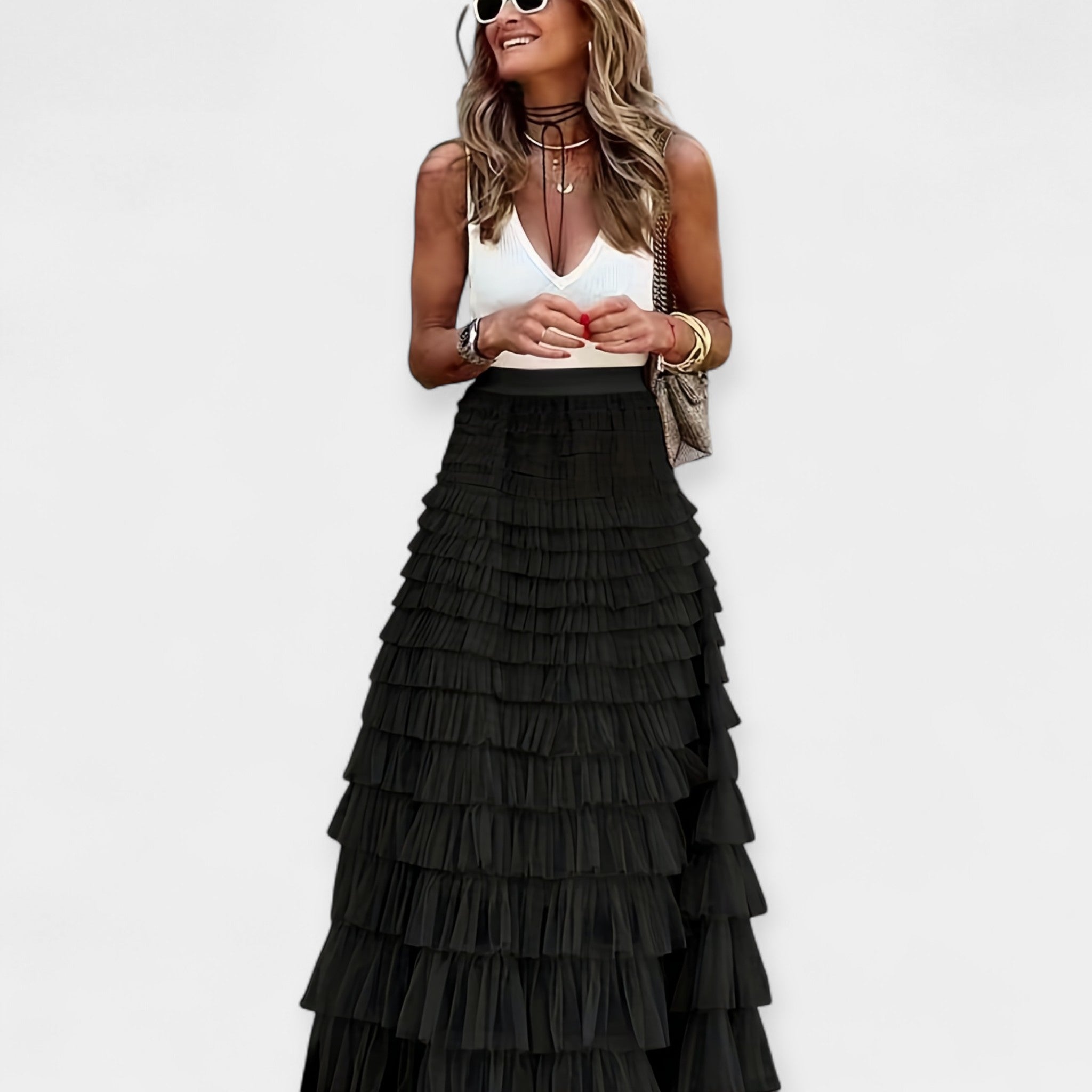 Boho Skirt with Mesh Hem