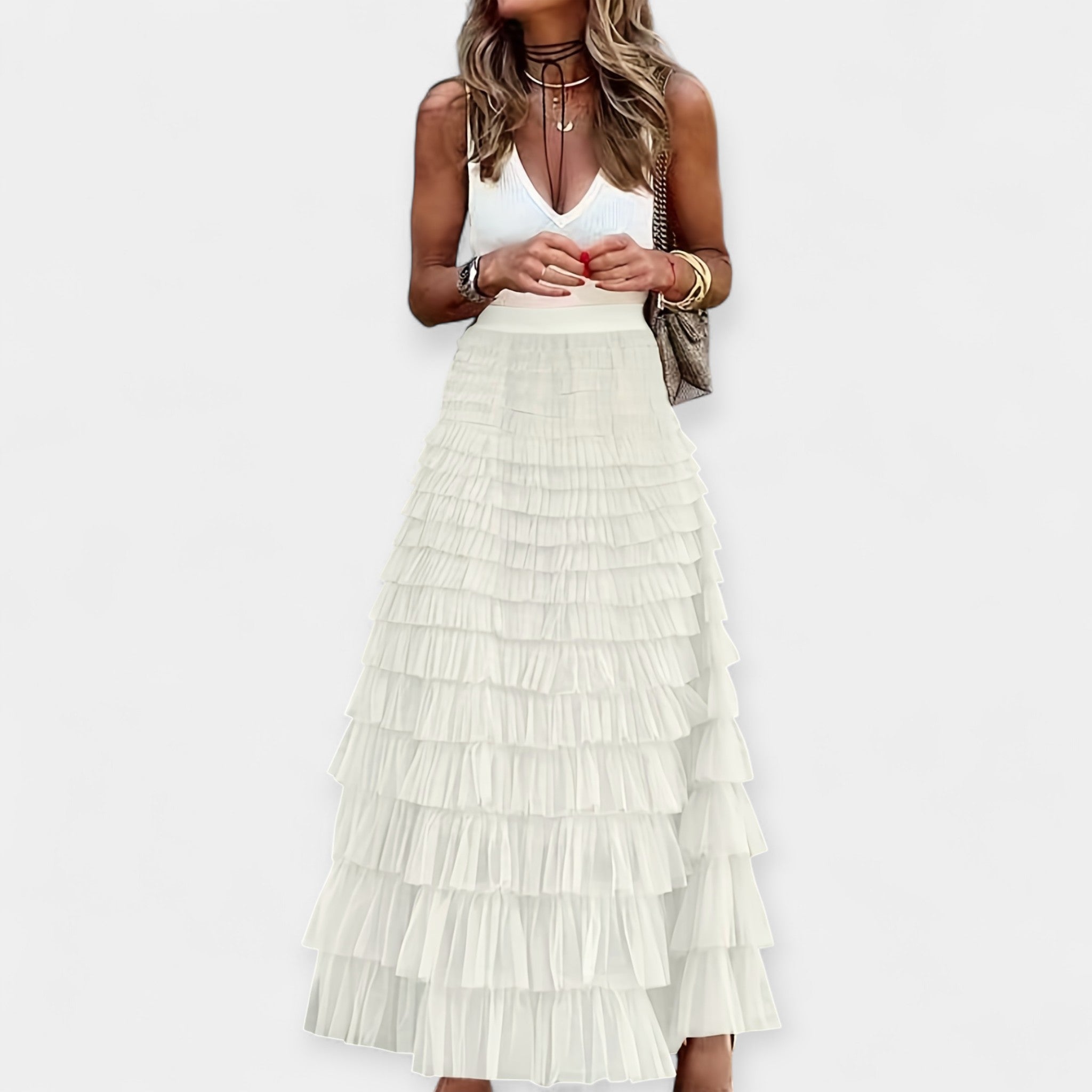 Boho Skirt with Mesh Hem