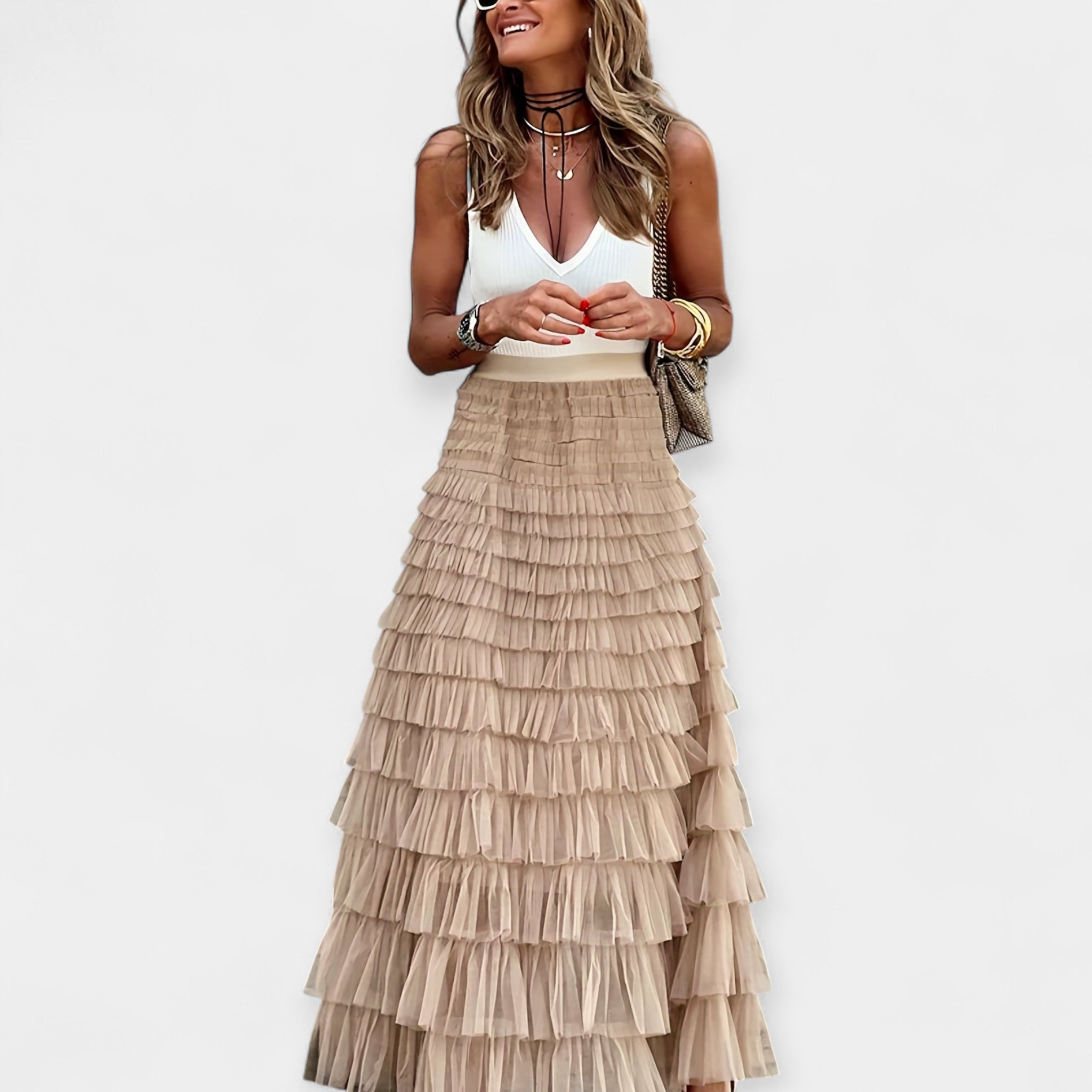 Boho Skirt with Mesh Hem