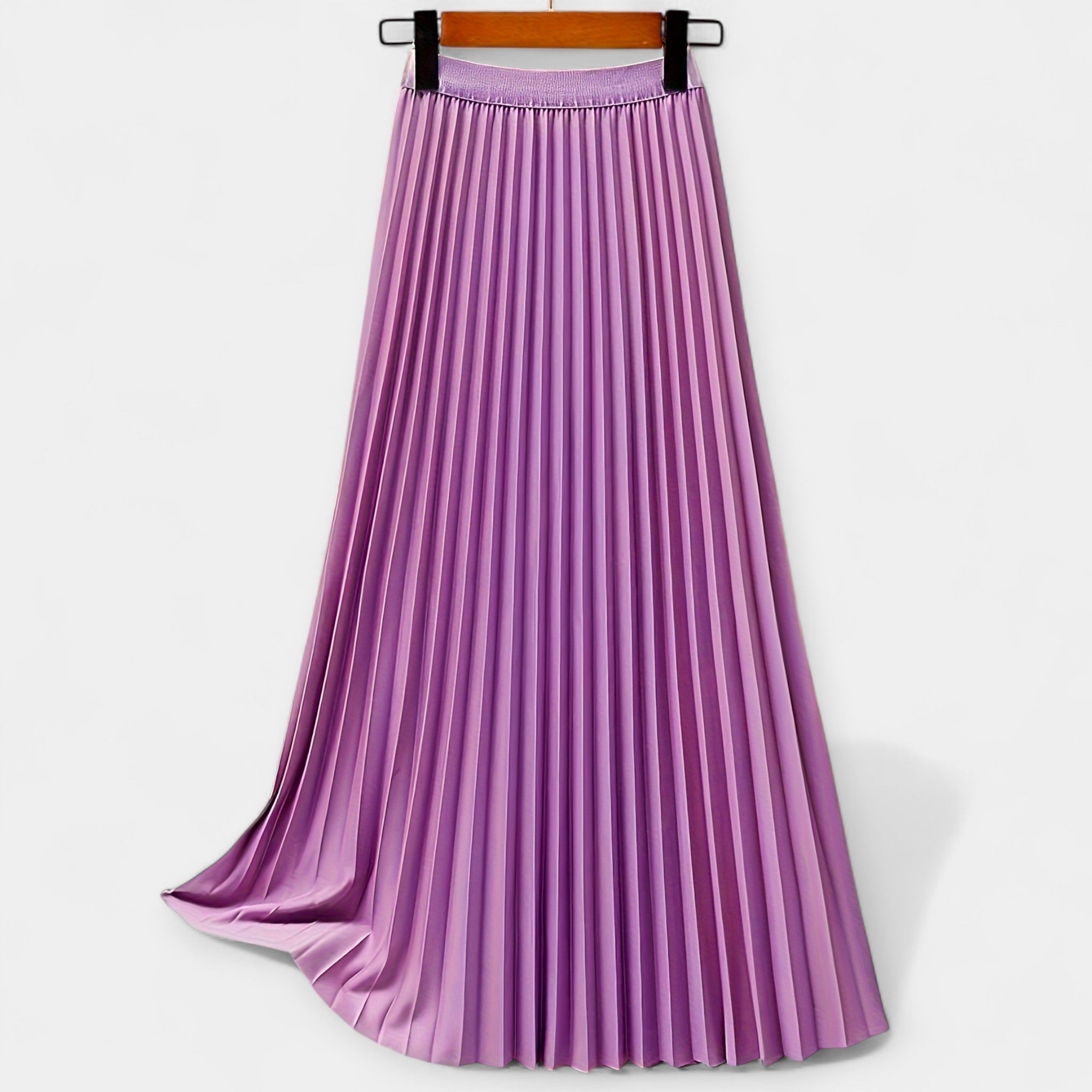 Long Satin Pleated Skirt