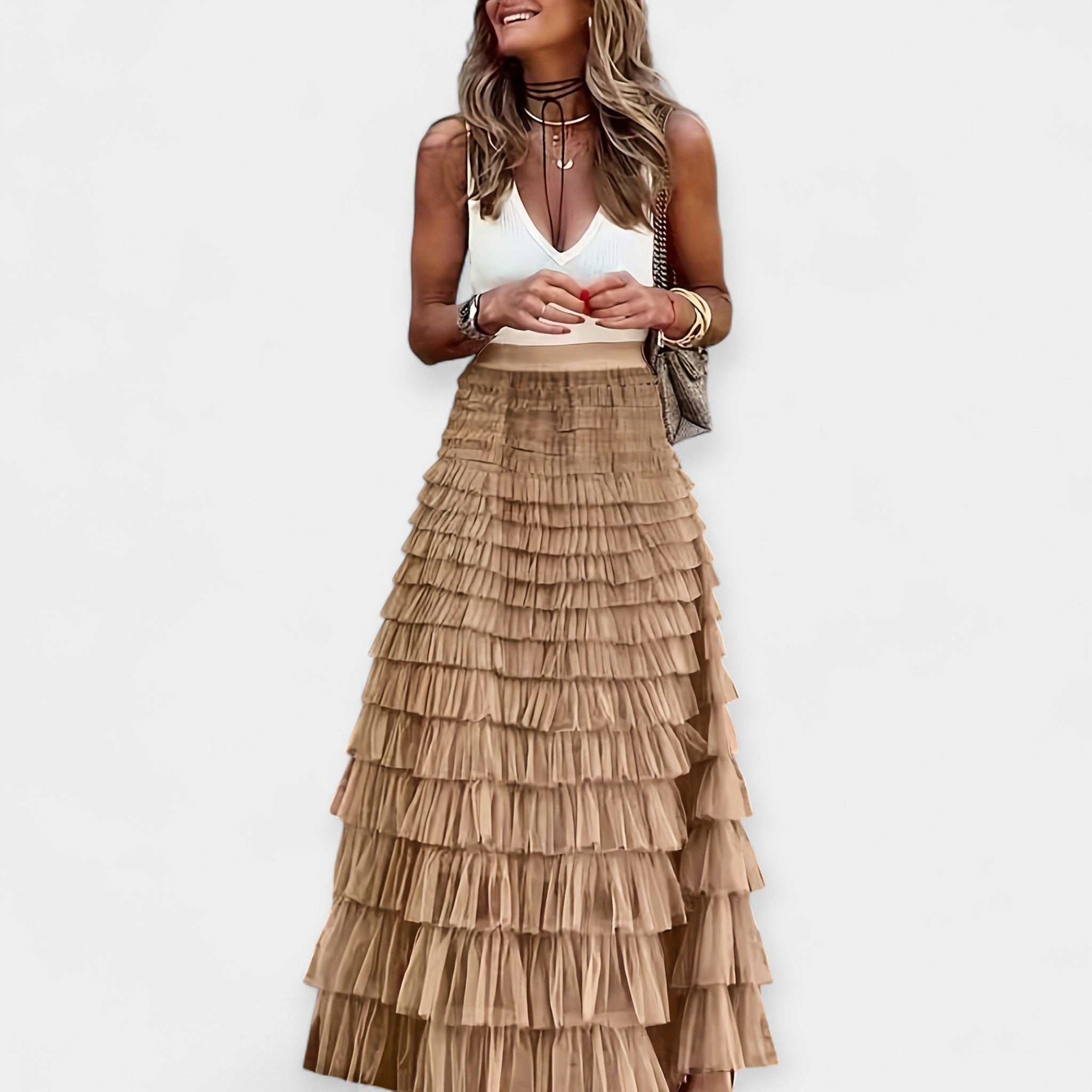 Boho Skirt with Mesh Hem