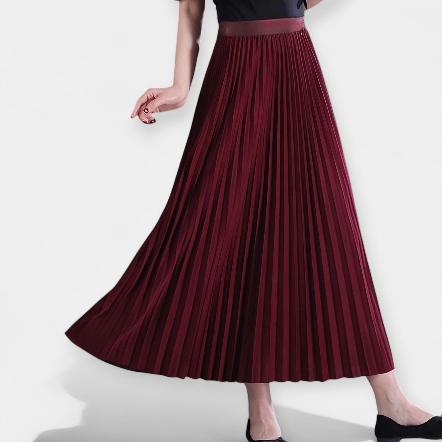 Long Satin Pleated Skirt