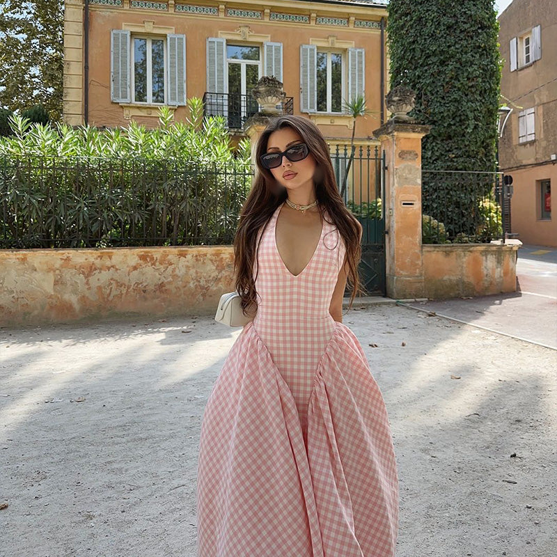 Romina | Plaid Print Midi Dress