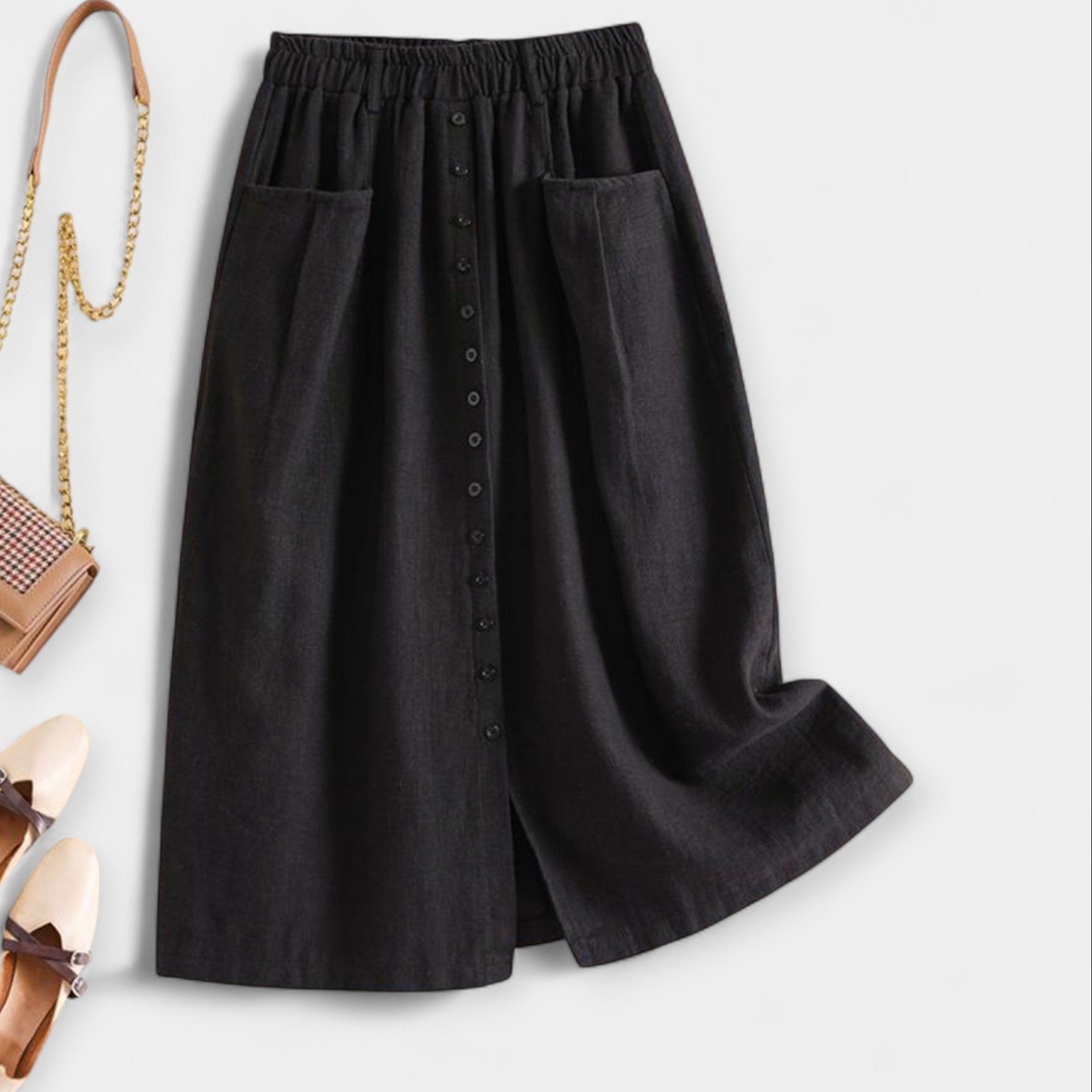 Vintage Print Midi Skirt