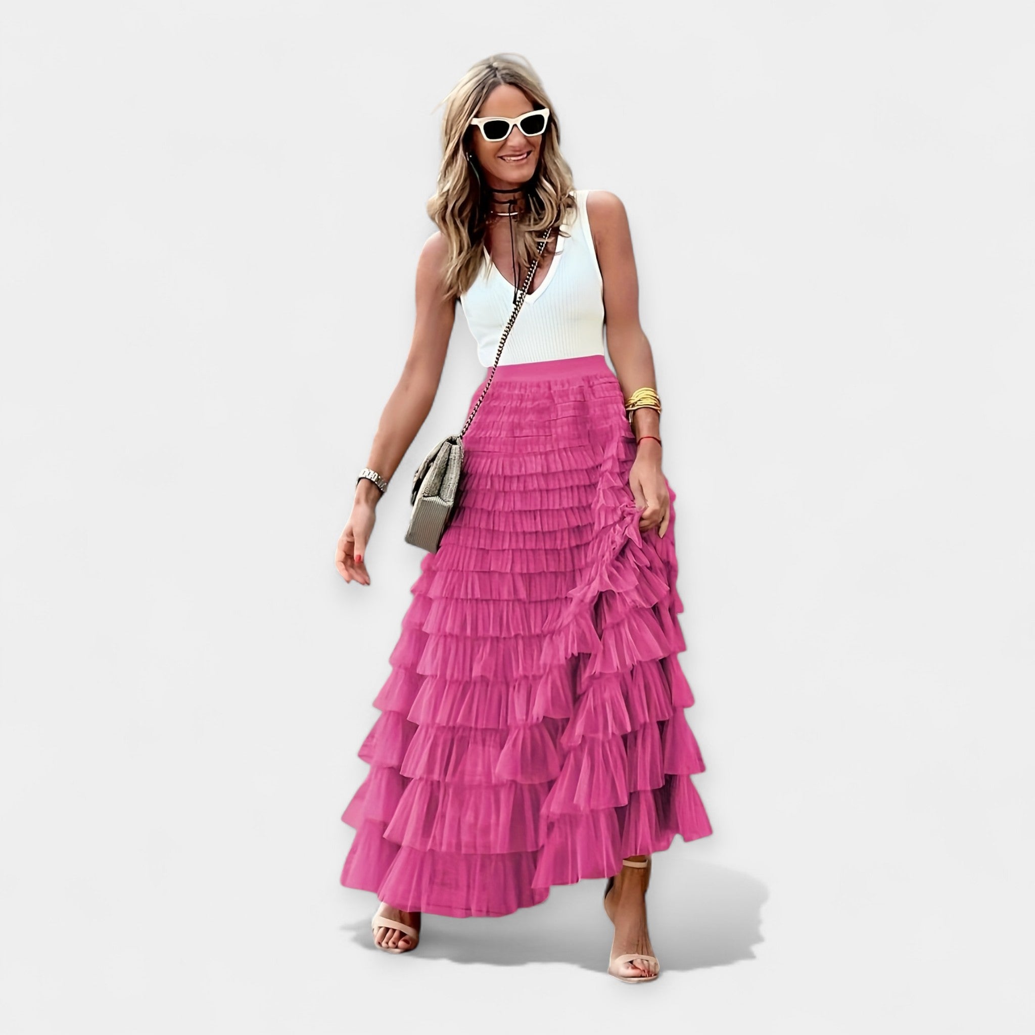 Boho Skirt with Mesh Hem