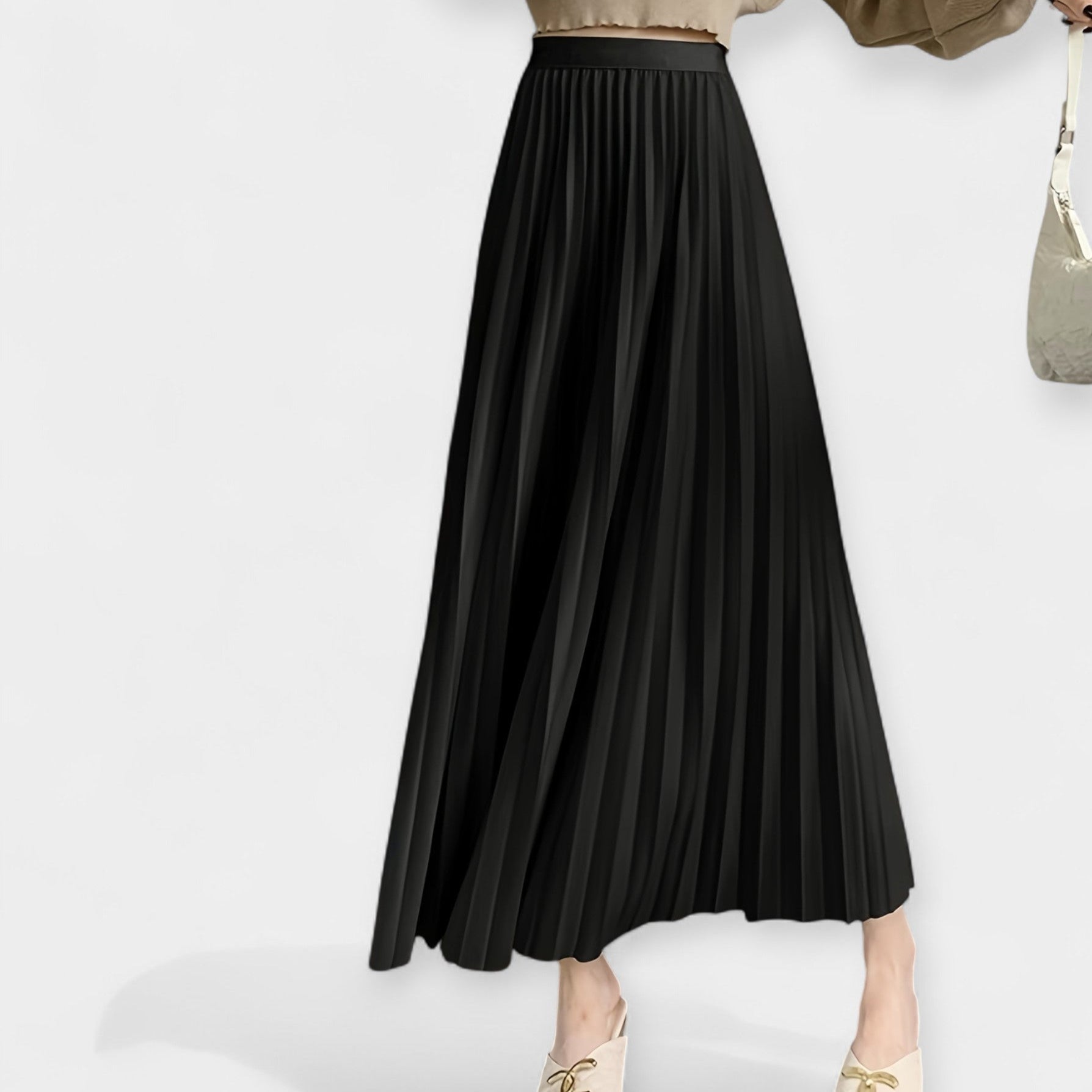 Long Satin Pleated Skirt