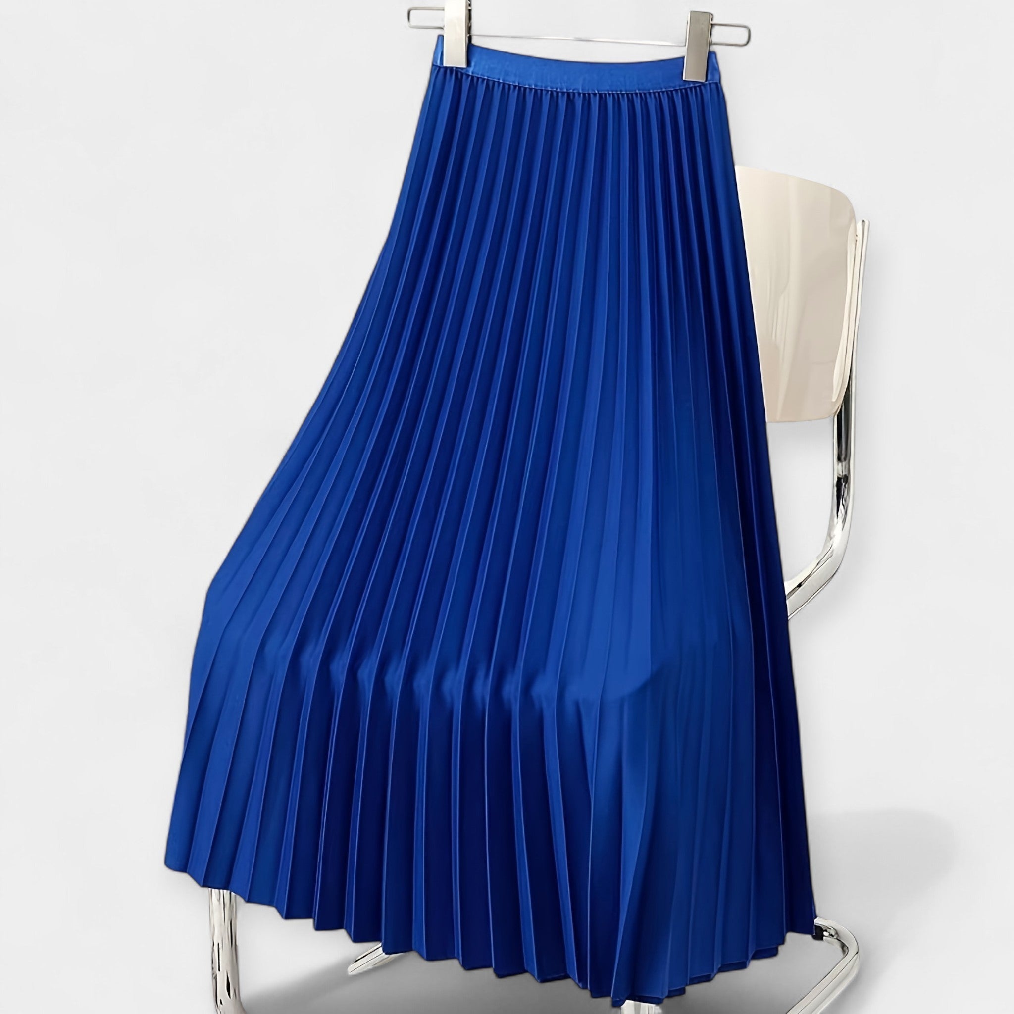 Long Satin Pleated Skirt