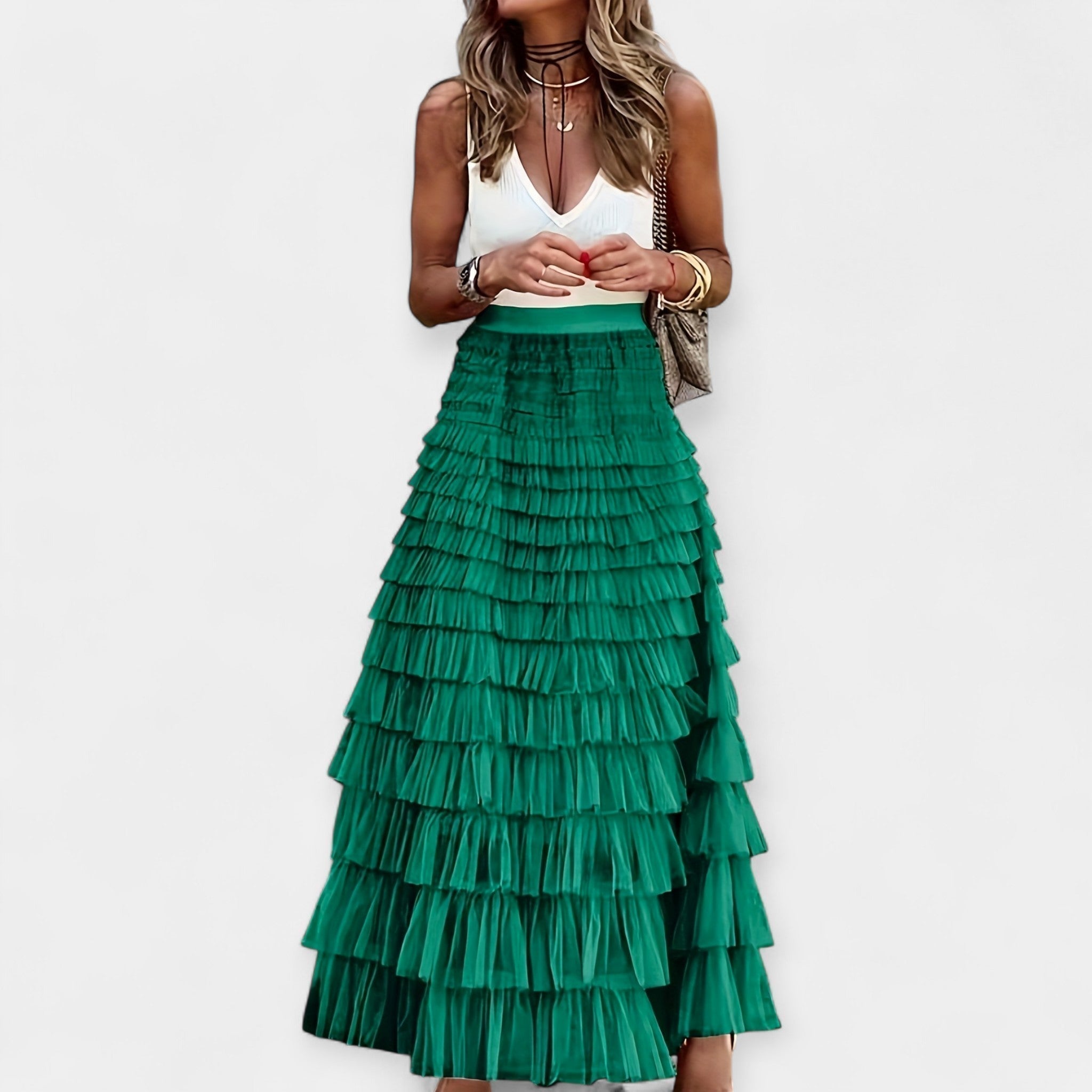 Boho Skirt with Mesh Hem
