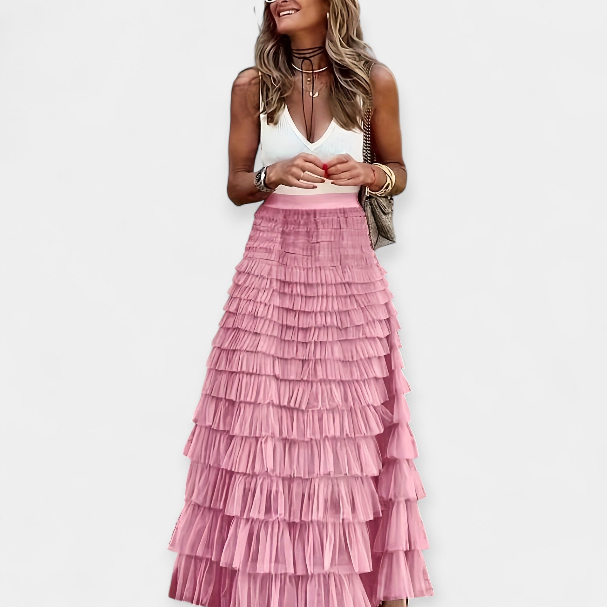 Boho Skirt with Mesh Hem